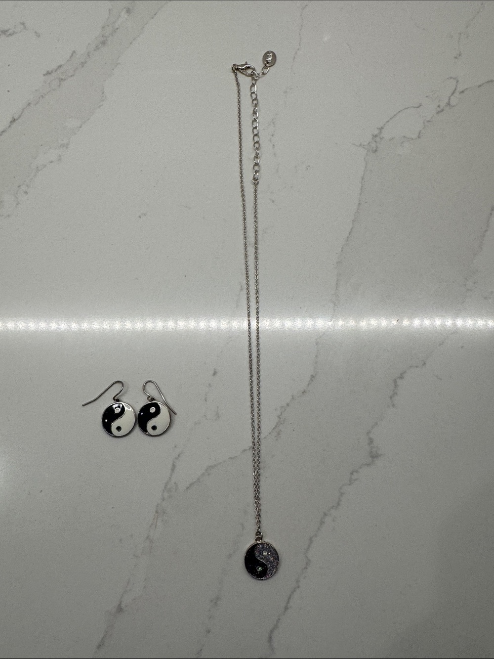 Claire's Black & White Yin Yang Necklace with Earrings